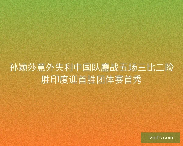 孙颖莎意外失利中国队鏖战五场三比二险胜印度迎首胜团体赛首秀