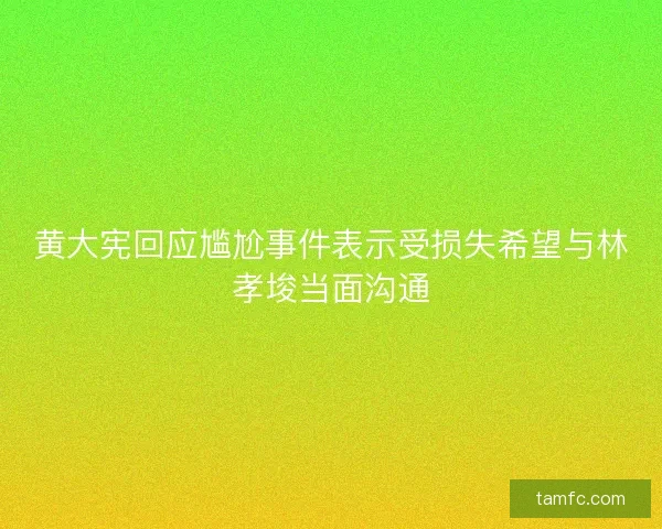 黄大宪回应尴尬事件表示受损失希望与林孝埈当面沟通 黄大宪回应尴尬事件表示受损失希望与林孝埈当面沟通