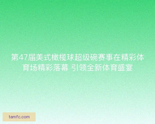 第47届美式橄榄球超级碗赛事在精彩体育场精彩落幕 引领全新体育盛宴 第47届美式橄榄球超级碗赛事在精彩体育场精彩落幕 引领全新体育盛宴