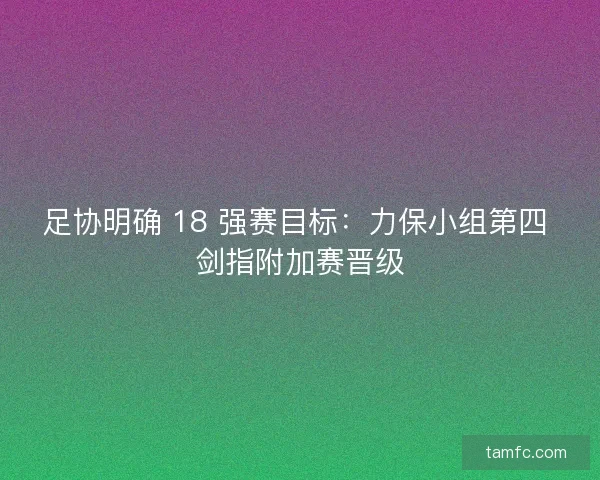 足协明确 18 强赛目标：力保小组第四 剑指附加赛晋级