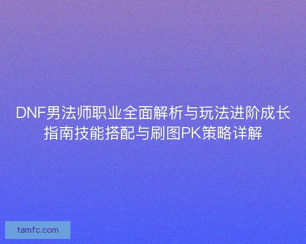 DNF男法师职业全面解析与玩法进阶成长指南技能搭配与刷图PK策略详解